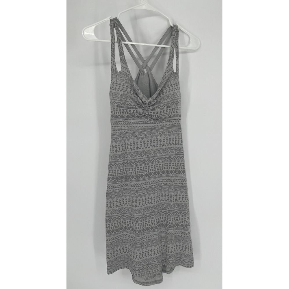 Dakini Womens XS Grey Geometric Tribal Print Strappy Racerback Dress Shelf Bra